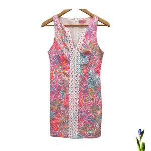 Lilly Pulitzer Pink and White Ryder Shift Dress in Multi Swish Fish size…